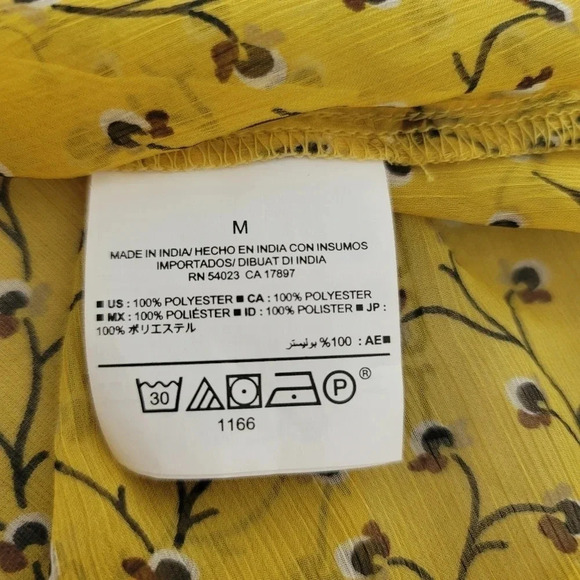 Women's Old Navy Yellow Flower Chiffon Blouse Sleeveless Sheer Top Sz Medium M - Picture 4 of 9